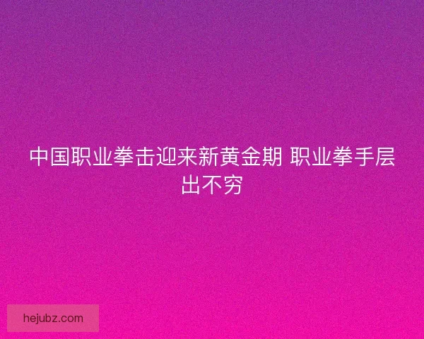 中国职业拳击迎来新黄金期 职业拳手层出不穷
